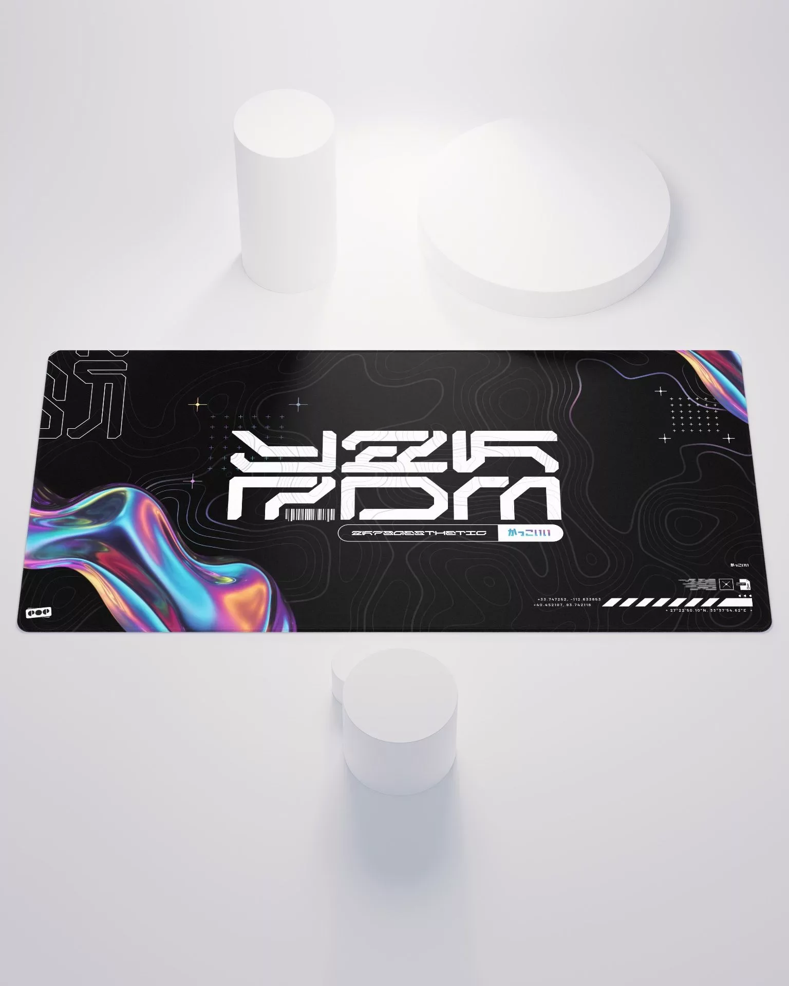 Y2K Design with Holographics Desk Mat and Mouse Pad