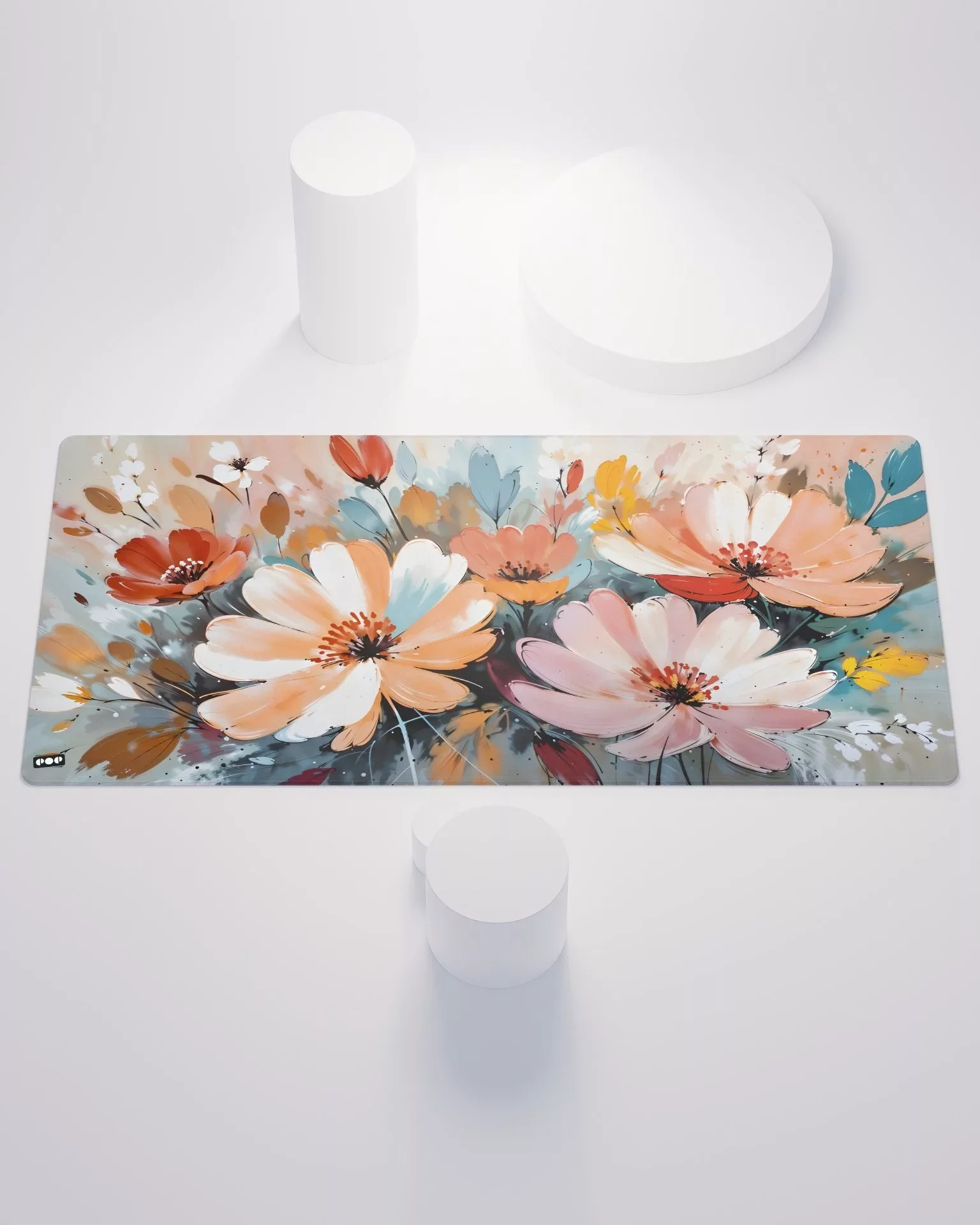 Floral bloom abstract painting traditional art desk mat mouse pad