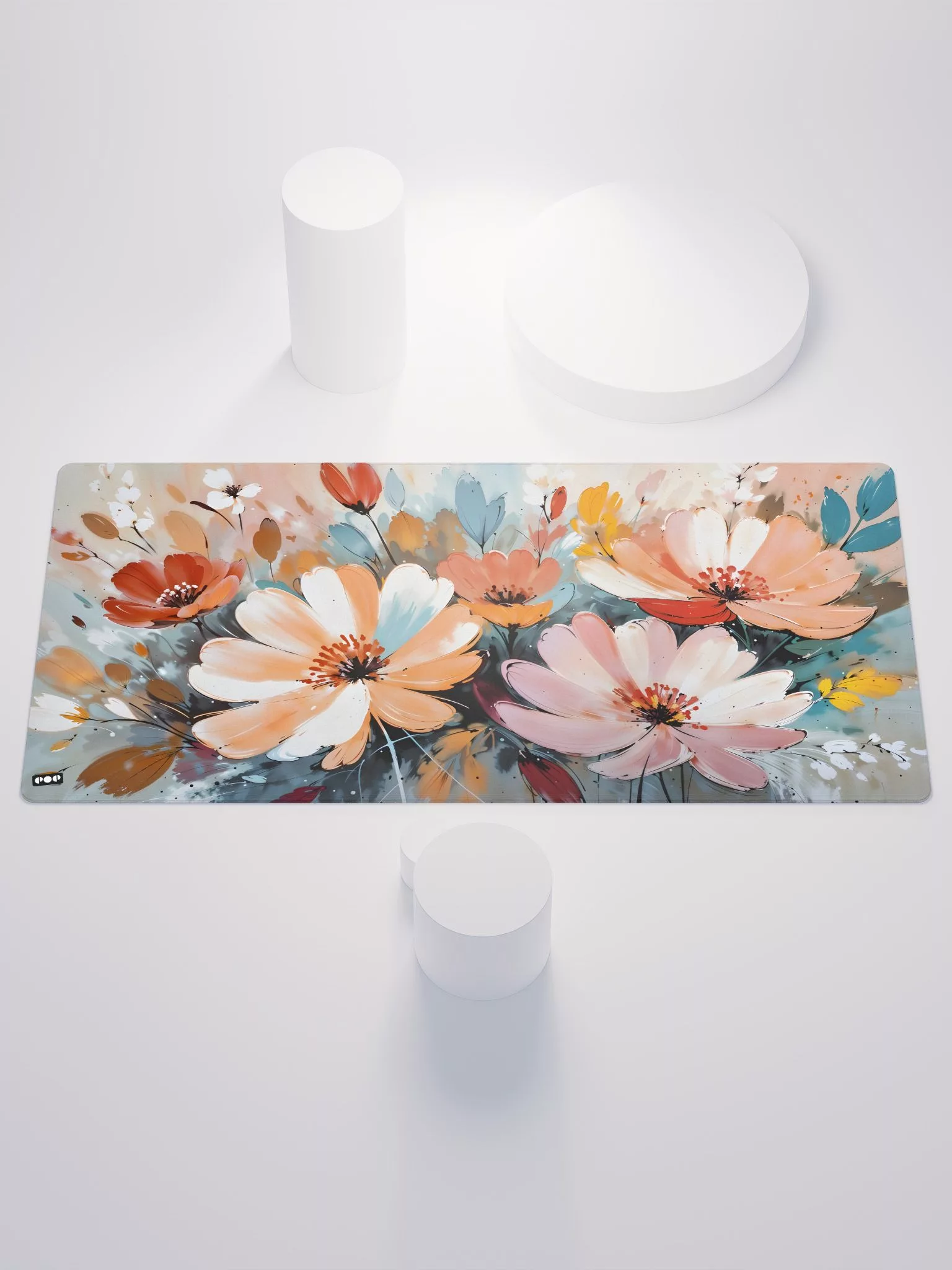 Floral bloom abstract painting traditional art desk mat mouse pad