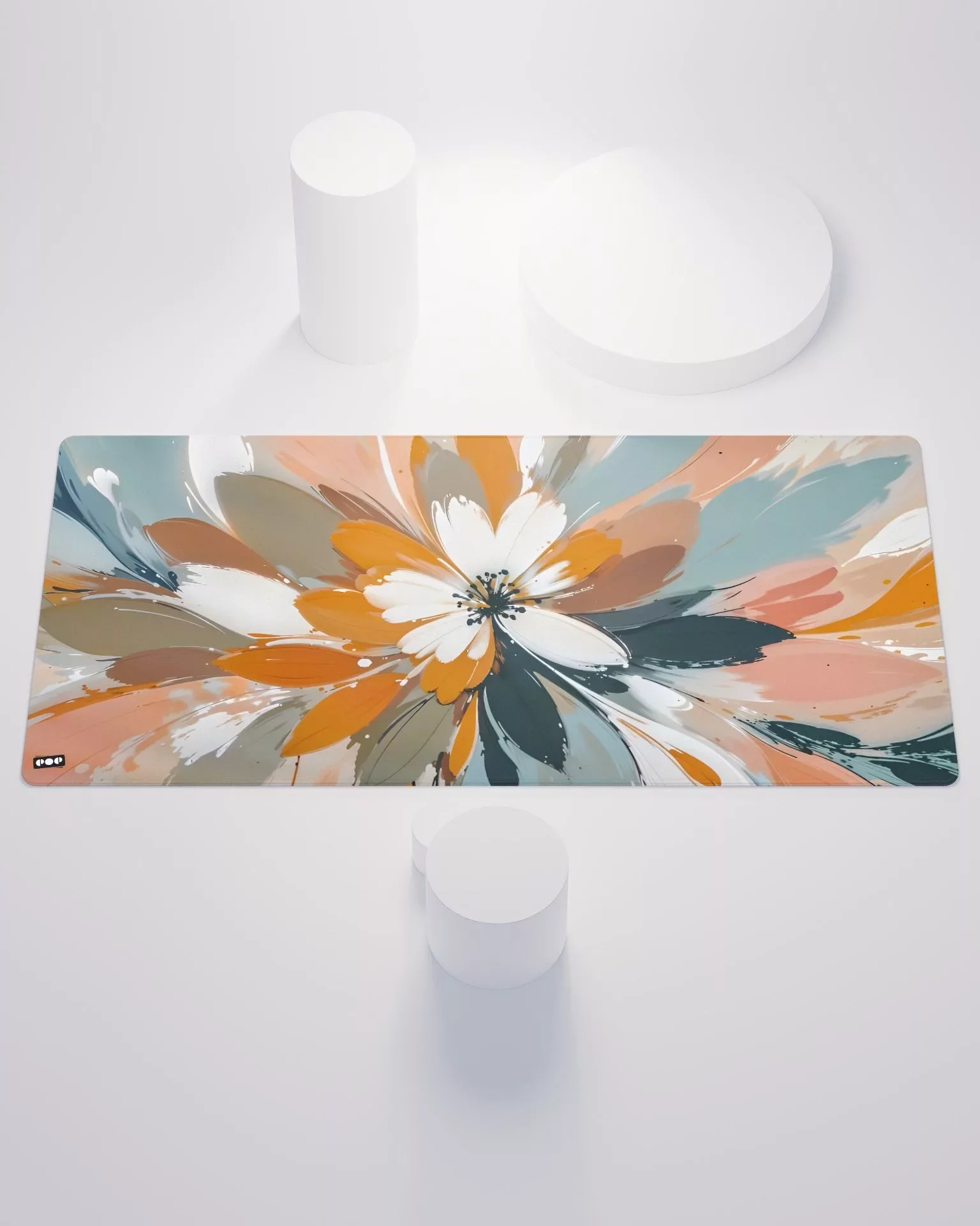 Floral burst abstract painting traditional art desk mat mouse pad