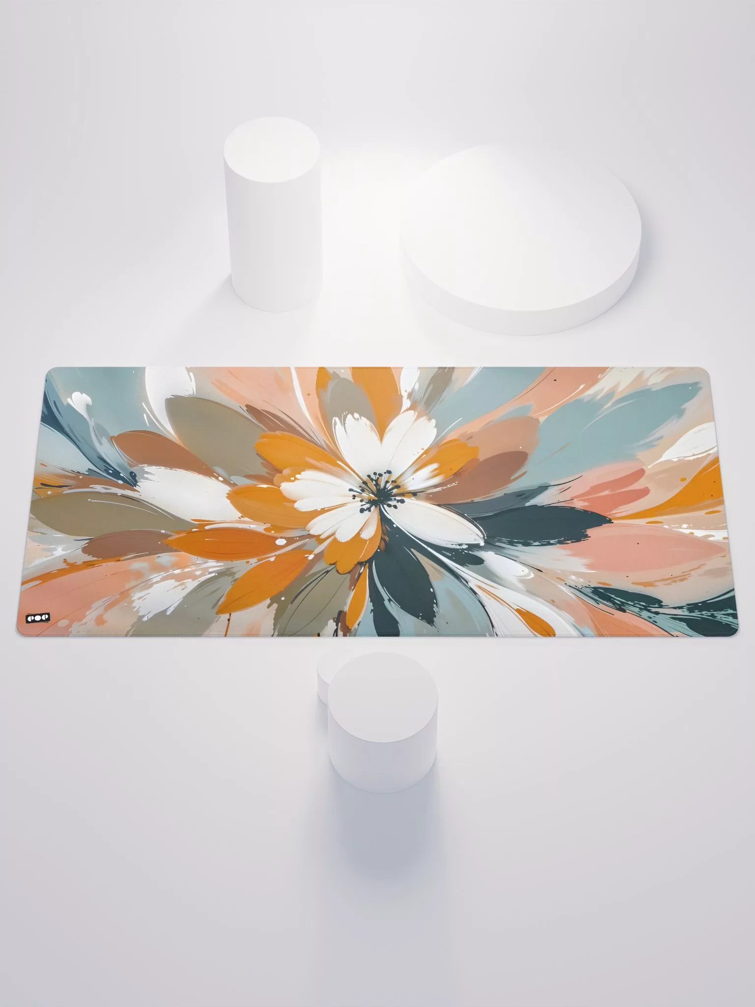 Floral burst abstract painting traditional art desk mat mouse pad